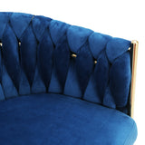 Artiss Dining Chair Velvet Weaving Armchair Blue - Top-Down View