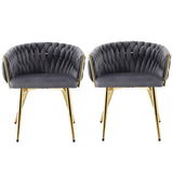 1 Set of 2 Artiss Dining Chairs Velvet Armchair Grey - Side View