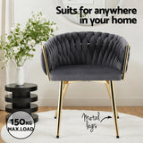 1 Set of 4 Artiss Dining Chairs Velvet Armchair Grey - 45-Degree Angle