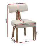 Artiss Dining Chairs Set of 2 Linen Fabric Wooden Beige - Front View