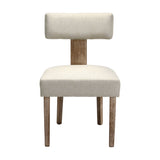 Artiss Dining Chairs Set of 2 Linen Fabric Wooden Beige - Side View