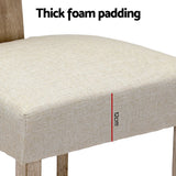 Artiss Dining Chairs Set of 2 Linen Fabric Wooden Beige - Rear View
