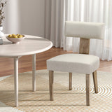 Artiss Dining Chairs Set of 2 Linen Fabric Wooden Beige - Close-Up Angle