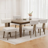Artiss Dining Chairs Set of 4 Linen Fabric Wooden Beige - Close-Up Angle