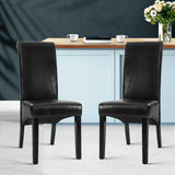 Artiss Dining Chairs Set of 2 Leather Parsons Chair Black - Low Angle