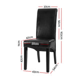 Artiss Dining Chairs Set of 2 Leather Parsons Chair Black - Front View