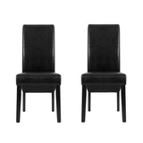 Artiss Dining Chairs Set of 2 Leather Parsons Chair Black - Side View
