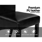 Artiss Dining Chairs Set of 2 Leather Parsons Chair Black - Rear View