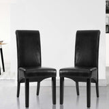 Artiss Dining Chairs Set of 2 Leather Parsons Chair Black - Close-Up Angle