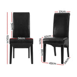 Artiss Dining Chairs Set of 2 Leather Parsons Chair Black - Front View