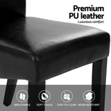 Artiss Dining Chairs Set of 2 Leather Parsons Chair Black - Rear View