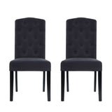 Artiss Dining Chairs Set of 2 Linen Parsons Chair Dark Grey - Side View