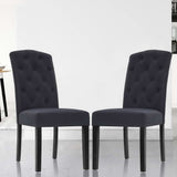 Artiss Dining Chairs Set of 2 Linen Parsons Chair Dark Grey - Close-Up Angle