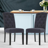 Artiss Dining Chairs Set of 2 Linen Parsons Chair Dark Grey - Low Angle