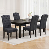 Artiss Dining Chairs Set of 4 Linen Parsons Chair Dark Grey - Rear View