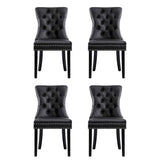 1 Set of 4 Artiss Dining Chairs Black Leather - Side View