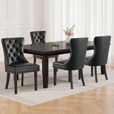 1 Set of 4 Artiss Dining Chairs Black Leather - Close-Up Angle