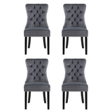 1 Set of 4 Artiss Dining Chairs Grey Velvet