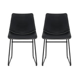 Artiss 2x Dining Chairs Retro PU Leather Kitchen Lounge Cafe Accent Chair Black - Side View