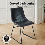 Artiss 2x Dining Chairs Retro PU Leather Kitchen Lounge Cafe Accent Chair Black - Top-Down View