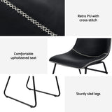 Artiss 2x Dining Chairs Retro PU Leather Kitchen Lounge Cafe Accent Chair Black - Rear View