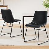 Artiss 2x Dining Chairs Retro PU Leather Kitchen Lounge Cafe Accent Chair Black - Close-Up Angle