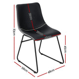 Artiss 4x Dining Chairs Retro PU Leather Kitchen Lounge Cafe Accent Chair Black - Front View