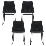 Artiss 4x Dining Chairs Retro PU Leather Kitchen Lounge Cafe Accent Chair Black - Side View