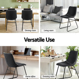 Artiss 4x Dining Chairs Retro PU Leather Kitchen Lounge Cafe Accent Chair Black - 45-Degree Angle