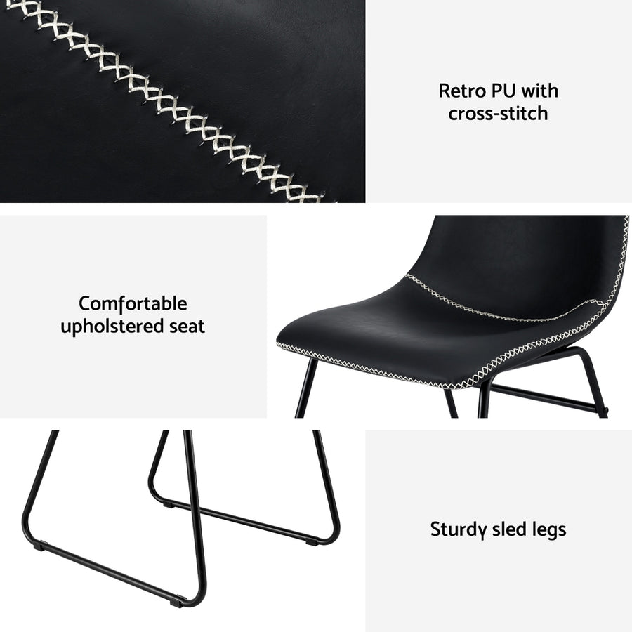 Artiss 4x Dining Chairs Retro PU Leather Kitchen Lounge Cafe Accent Chair Black