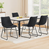 Artiss 4x Dining Chairs Retro PU Leather Kitchen Lounge Cafe Accent Chair Black - Close-Up Angle