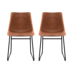 Artiss 2x Dining Chairs Retro PU Leather Kitchen Lounge Cafe Accent Chair Brown