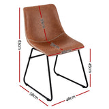 Artiss 4x Dining Chairs Retro PU Leather Kitchen Lounge Cafe Accent Chair Brown - Front View