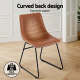 Artiss 4x Dining Chairs Retro PU Leather Kitchen Lounge Cafe Accent Chair Brown - Top-Down View