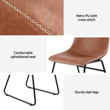 Artiss 4x Dining Chairs Retro PU Leather Kitchen Lounge Cafe Accent Chair Brown - Rear View