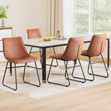 Artiss 4x Dining Chairs Retro PU Leather Kitchen Lounge Cafe Accent Chair Brown - Close-Up Angle