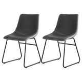 Artiss 2x Dining Chairs Retro PU Leather Kitchen Lounge Cafe Accent Chair Grey