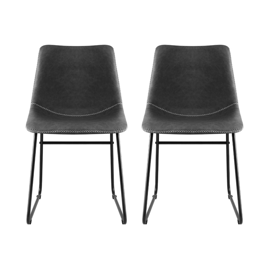 Artiss 2x Dining Chairs Retro PU Leather Kitchen Lounge Cafe Accent Chair Grey