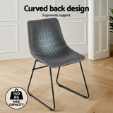 Artiss 2x Dining Chairs Retro PU Leather Kitchen Lounge Cafe Accent Chair Grey