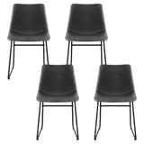 Artiss 4x Dining Chairs Retro PU Leather Kitchen Lounge Cafe Accent Chair Grey - Side View