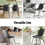 Artiss 4x Dining Chairs Retro PU Leather Kitchen Lounge Cafe Accent Chair Grey - 45-Degree Angle