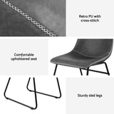 Artiss 4x Dining Chairs Retro PU Leather Kitchen Lounge Cafe Accent Chair Grey - Rear View