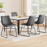Artiss 4x Dining Chairs Retro PU Leather Kitchen Lounge Cafe Accent Chair Grey - Close-Up Angle