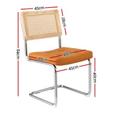 Artiss Dining Chairs Set of 4 PU Leather Rattan Cantilever Brown - Front View