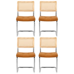 Artiss Dining Chairs Set of 4 PU Leather Rattan Cantilever Brown