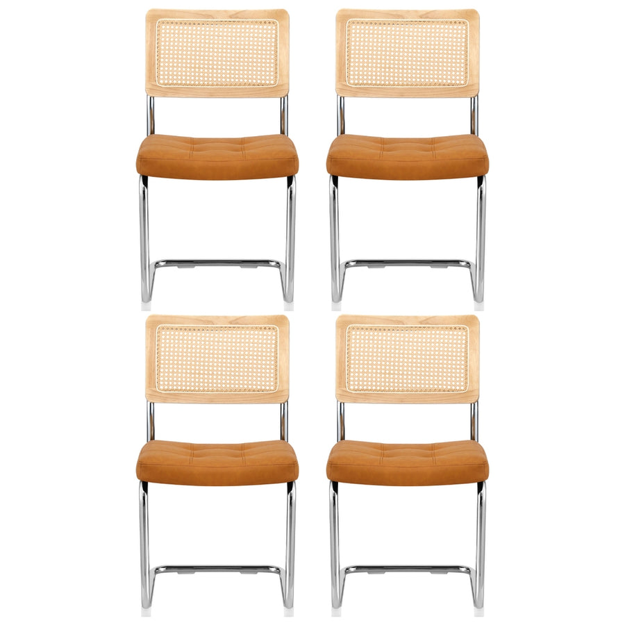 Artiss Dining Chairs Set of 4 PU Leather Rattan Cantilever Brown