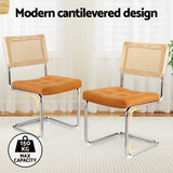 Artiss Dining Chairs Set of 4 PU Leather Rattan Cantilever Brown - Top-Down View