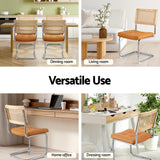 Artiss Dining Chairs Set of 4 PU Leather Rattan Cantilever Brown - 45-Degree Angle