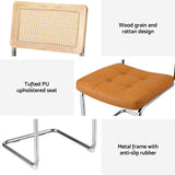 Artiss Dining Chairs Set of 4 PU Leather Rattan Cantilever Brown - Rear View