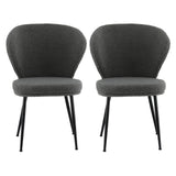 Artiss 2x Dining Chairs Sherpa Boucle Wing Back Grey - Side View